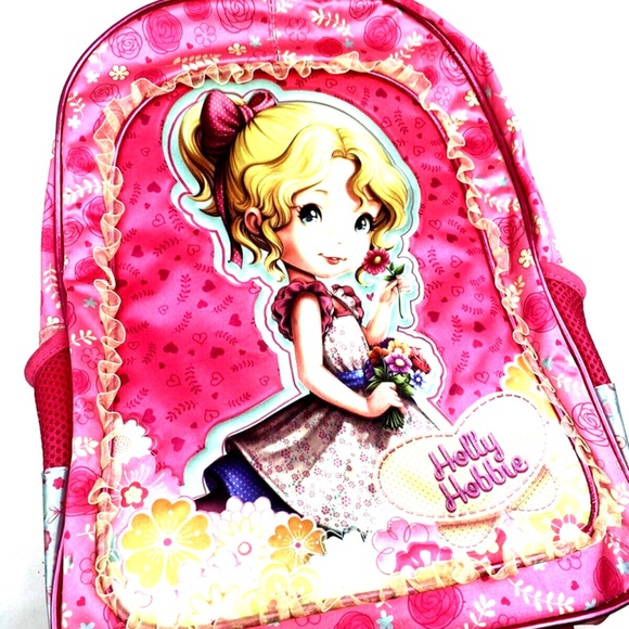 Holly Hobbie Girls Luggage Bag Travel Children Kids Zipper Pockets Pull Handle